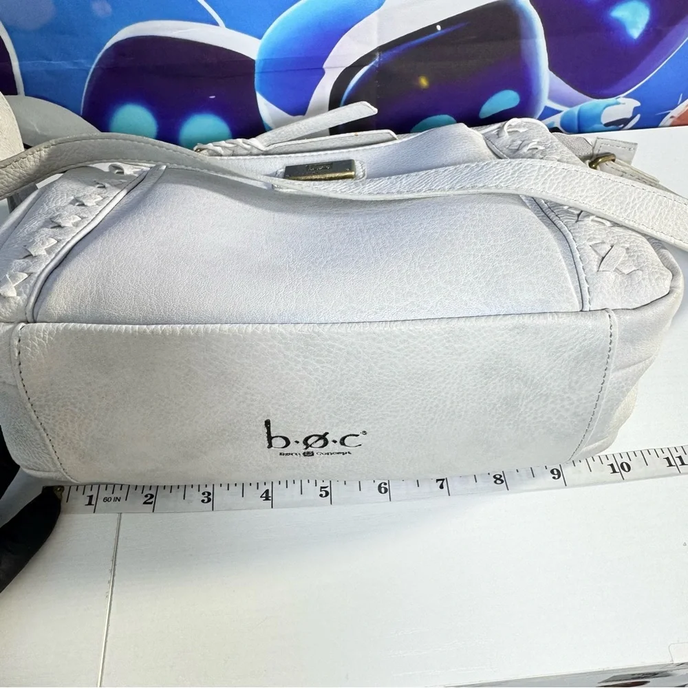 B.O.C.Light GrayCrossbody Bag Faux Leather Purse Small Zip Pocket Boho Stitching